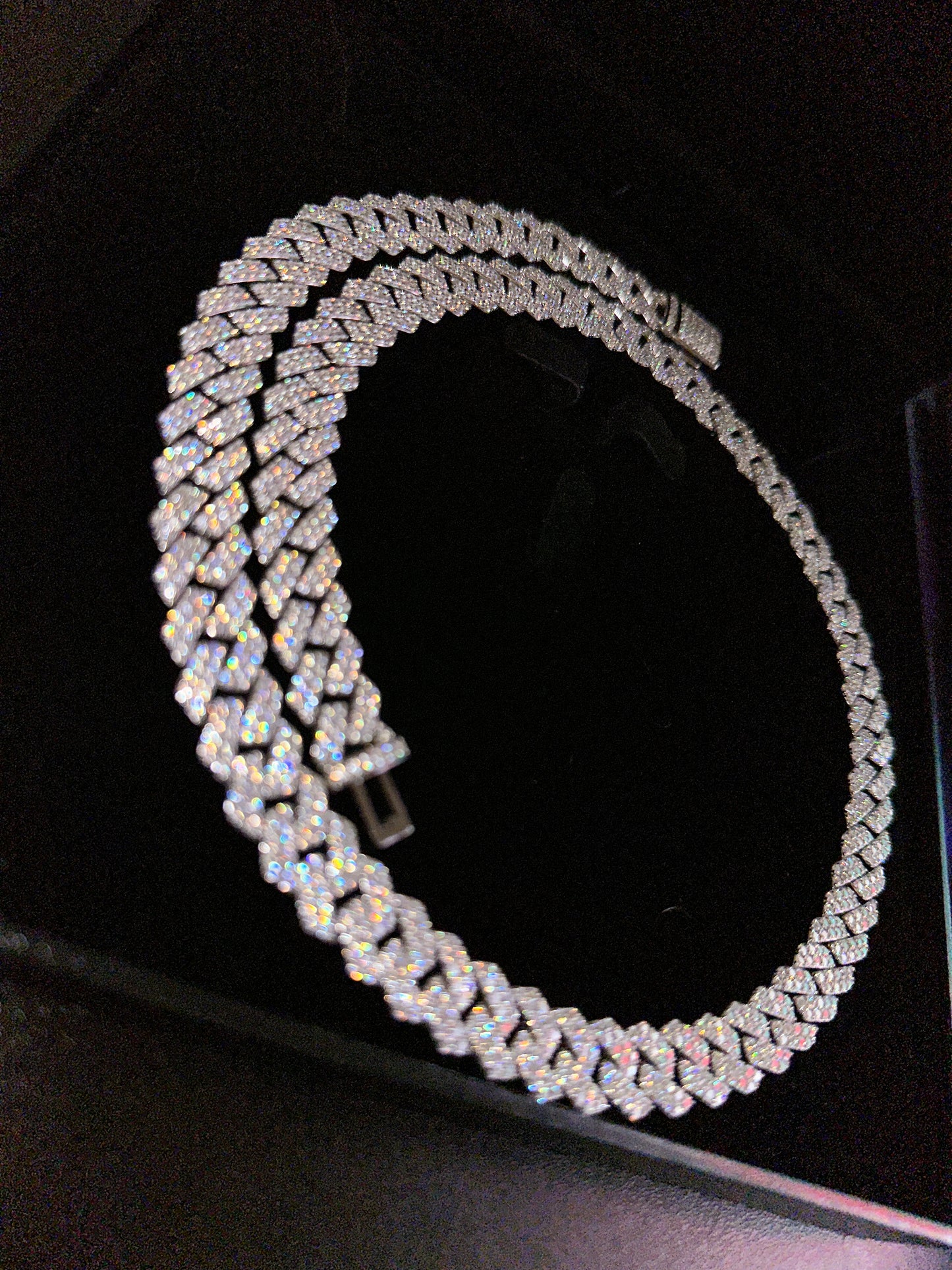 12MM Miami Cuban Chain Prong Set VVS1 D Moissanite - 24inch